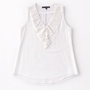 White House Black Market Sleeveless Pleated Ruffled Blouse